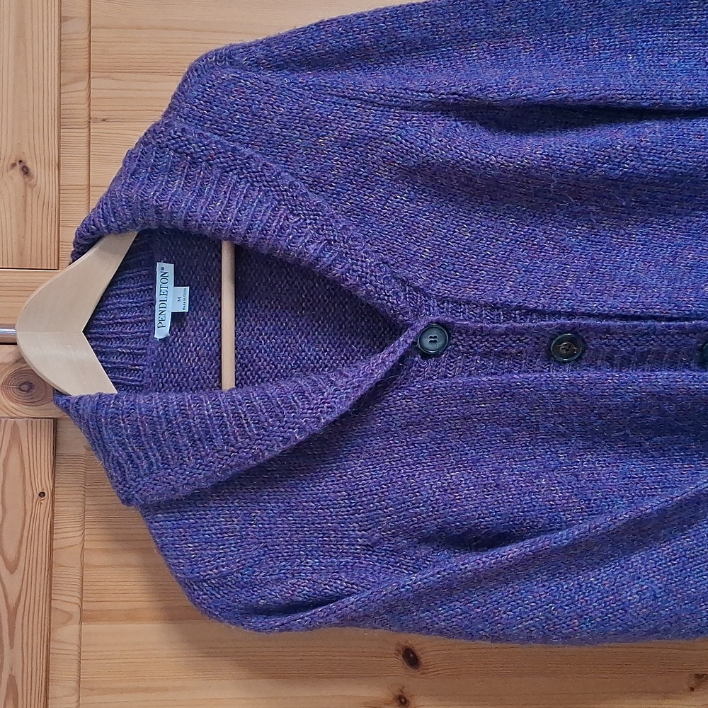 Pendleton Wool Mohair Blend Purple Button Up Card… - image 2